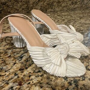 Chic White Pleated Women's Heels 8